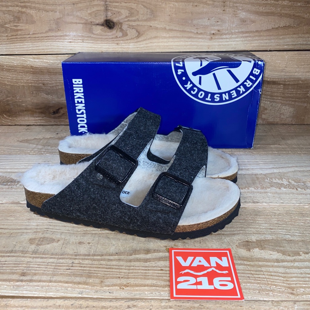 Birkenstock Arizona Rivet Doubleface Gray Wool Fur Women's 1019488